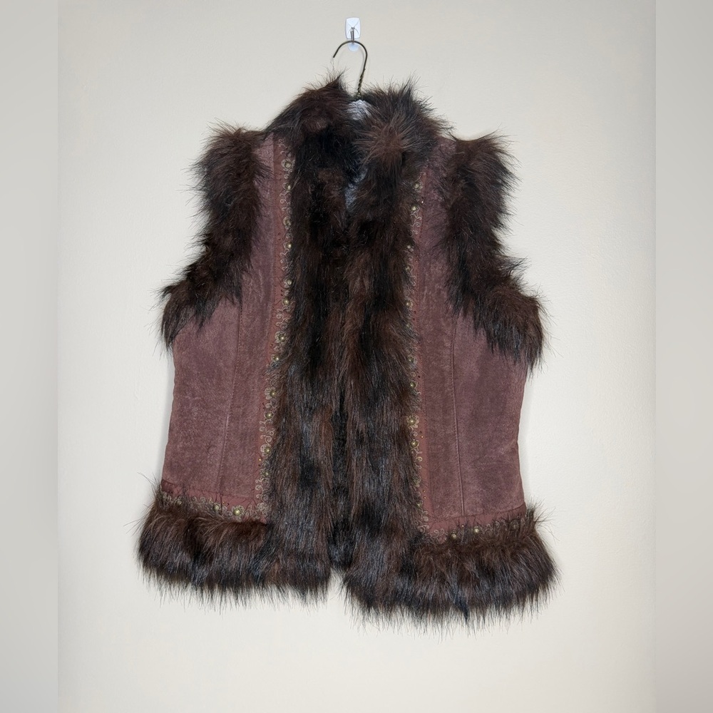 Live a Little Brown Faux Fur Trim Vest